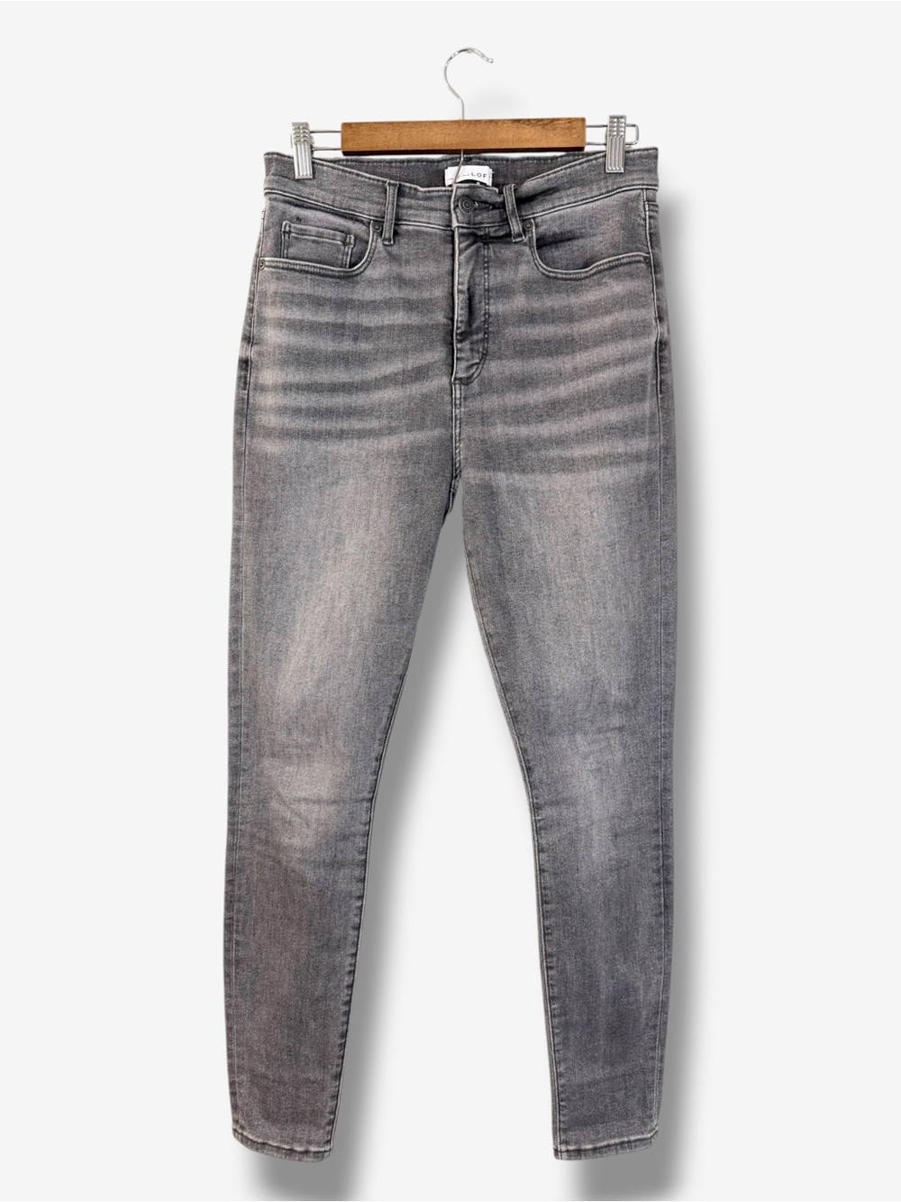 Loft The Jegging Jeans Size 28/6 Washed Gray Distressed Skinny Stretch Denim